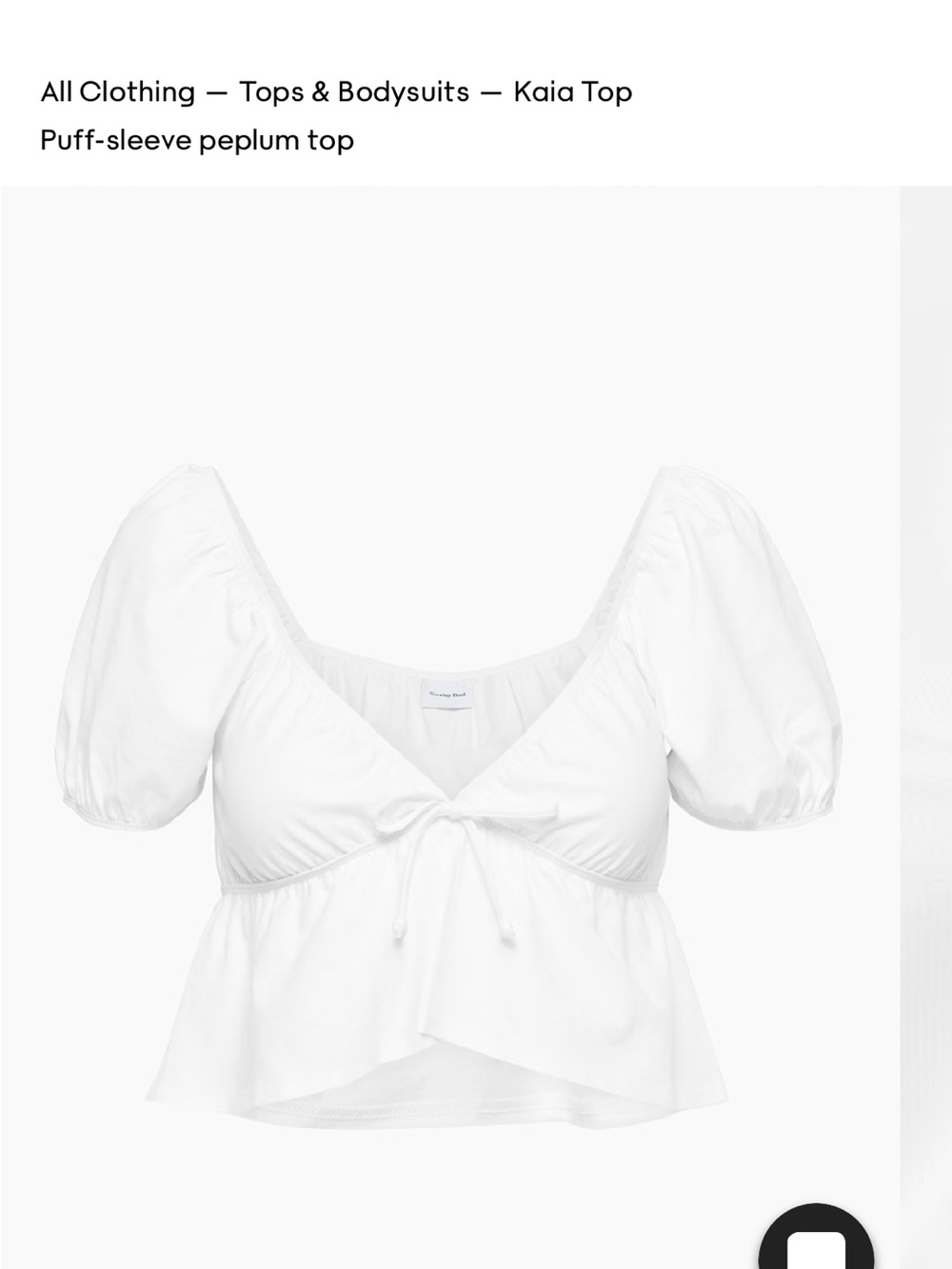 Aritzia Sunday Best Puff-Sleeve Peplum Top — White